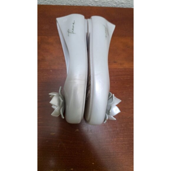 Mini Melissa Disney Princess Tiana Shoes Flower Detail Light Gray Flats Girls Si - Picture 5 of 9